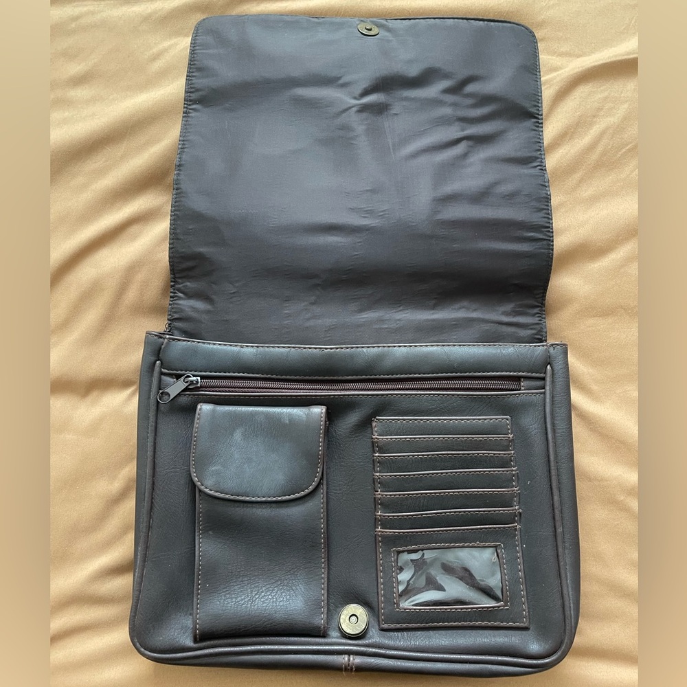 Vintage Rosetti Old Money Small Dark Brown Leather Office Briefcase Handbag - Picture 5 of 14